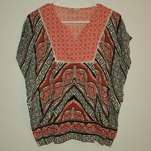 5/$10 Patterned Red and Black Women's Top